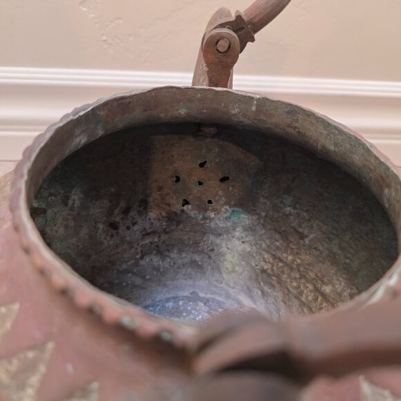 Antique Middle Eastern Persian Qajar Handmade Tin Cooper Kettle Coffee Tea Pot - Picture 8 of 11